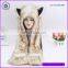 2015 Custom Trendy Moon Wolf Fur Animal Hoods With Scarf Gloves Pockets Paws