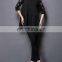 2016 Spring Summer Fashion Lady Three Quarter Sleeve Loose Lace Stitching Blouse Black Women Apparel for Work