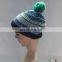 Hot sale fashion knit stripe winter bobble hat