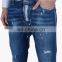 Glam head jeans distressed worn-out look ripped tight bottom denim pants your own brand jeans manufacturer