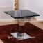 Pratical modern extension black tempered Glass dining table and stainless leg big size for dining room PDT14921