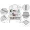 White Makeup Vanity mirrored Dressing Table with Trifold Mirror Set 4 Drawers for Women
