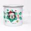 Christmas holiday custom professional 8cm brand logo printing enamel tea cup and saucer