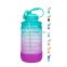 2021 popular wholesale half gallon 64oz large capacity outdoor sports handle portable time marker BPA free fitness bottle