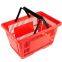 30L Supermarket Plastic Shopping Basket With Metal Handles, Wire Handles Supermarket Shopping Baskets