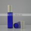 Wholesale gold aluminium cap 10ml blue glass empty perfume roll on bottle