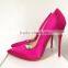 Sexy fashion high heel shoes women premium shoes hot pink silk upper ladies formal dresses shoes 2016 evening party shoes