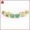 Natural green chrysoprase hexagon stone stud post earrings