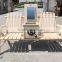 wooden outdoor bench with cooler