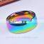 Classic Men Women Rainbow Colorful Ring Titanium Steel Wedding Band Ring Width 8mm Size 7-11