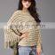 2015 new Europe autumn/winter Tassel bat sleeve hollow out female knit striped blouse sweater                        
                                                Quality Choice