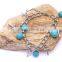 Tibetan Sliver Plated with Bead and Cross Pendant Turquoise Charm Bracelet & Bangle