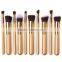 Hot sell wooden facial cleansing wooden khaki cosmetic brush set with package wholesale
