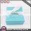 Custome design sky blue cardboard box gift packaing, gift paper box with white ribbon