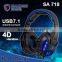 Brand Sades SA-718 Professional Gaming Headset With Microphone Leather Earbuds Volume Control LED Light earphones for PC Gamer