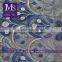 Newest design polyester gold/navy blue yarn embroidery lace fabric for dress