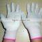 Seamless Knitted White Nylon Liner PU Gloves