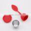 Red Color Stainless Steel Tea Infuser with Silicone Leaf Handle and Drip Tray
