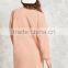 Woman Long Sleeve Raw-Cut Crew Neck Ribbed Trim Chest Patch Pocket Sweatshirt Dress