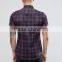 Guangzhou High Quality Custom Short Sleeve Point Collar Mens 98% Crisp Cotton 2% Elastane Casual Slim Fit Plaids Shirts