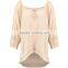 Brand Customzied Linen Plain Beige Blouses Tops For Ladies Casual Cotton Crochet Cold Shoulder Tops