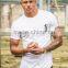 Hot Sale White 96% Cotton 4% Elastane Mens Short Sleeve Longline T-Shirt Black Long Drop Curved Hem T Shirt Fitted Gym T Shirt