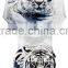 Womens White Tiger Print V neck T Shirt Sublimation Printed Tank Top Sublimated Crop Top Dye Sublimation Tank Top Wholesale