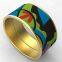 Stainless Steel Gold Plated Bracelet Women Colorful Enamel Bangle