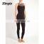 Custom women fitness yoga wear plain black sports compression jumpsuit