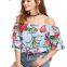 1/2 Sleeve Floral Print Off Shoulder Casual Women’s Top Blouse