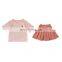 X1047/China market 3/4 years girl high quality dress boutique plaid baby clothing sets