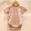 Wholesale Infants & Toddler Solid Color Clothes Baby Spring Autumn Short Sleeve Rib Cotton Romper