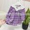 2020 girls plaid dress doll long sleeve collar skirt long sleeve