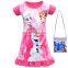 2020 Summer Child Fashion Elsa Short sleeve Party Anna clothe shoulder bag kid Princess Party Cute elsa Dress Casual Girls Dress