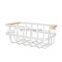 Multifunctional Black Stacking Wire Basket Lightweight Metal Organizer Rack Storage Basket bamboo