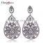 New Fashion for Lady Banquet Statement Design Big Hollow Flower Pattern Drop Earrings