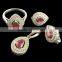 925 Sterling Silver Pendant , Earring , Ring set Russian Look fine quality Natural Ruby Gemstone 4 pieces set Earring Ring
