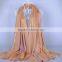 High quality lurex golden line check cotton voile scarf