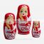 3PCS Hand Painted Cute Wooden Russian Nesting Dolls Dried Basswood Red Gift Matryoshka Ethnic Doll