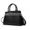 Simple design elegant women's high quality black genuine leather handbag