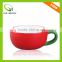 Solid color ceramic tea cup with color of white&red