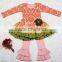 Yiwu koya christmas Stripes Outfit Kids Winter Boutique Giggle Moon Remake outfit with pant Ruffle adorable Baby Girl Outfit