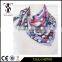 SGS certification qualified colorful geometric pattern female used beautiful silk scarf