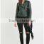 2015 Alibaba latest apparel designs fashion faux leather moto jacket for women