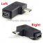 90 Degree Left & Right Angle Mini USB 5 Pin Male to Female Extension Adapter