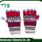 girls red jacquard knitted gloves