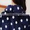 Dark Blue Flannel Fleece Bathrobe Microfiber Warm Robe