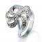 Unique design irregular flower shape cubic zirconia ring white gold plated jewelry size#6,7,8,9