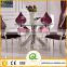 Hot Sale Stainless Steel 12mm Thick Tempered Glass Dining Table TH383