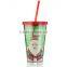 cheap factory audit 16oz plastic straw cup for christmas sale